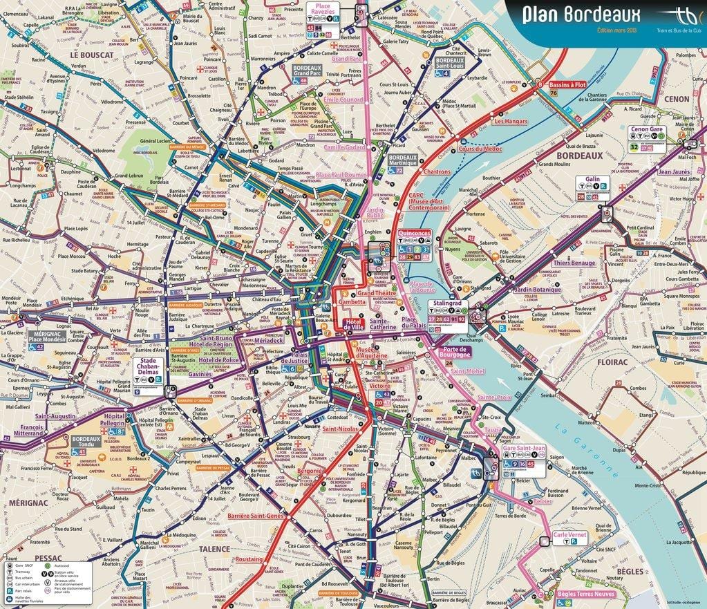 Bordeaux autobusová zastávka, mapu