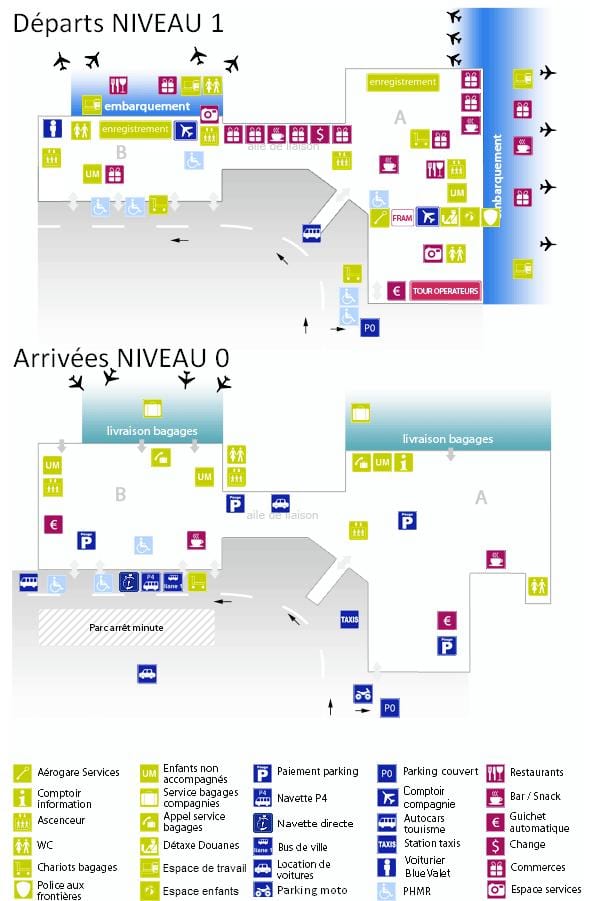Bordeaux airport terminal mapu