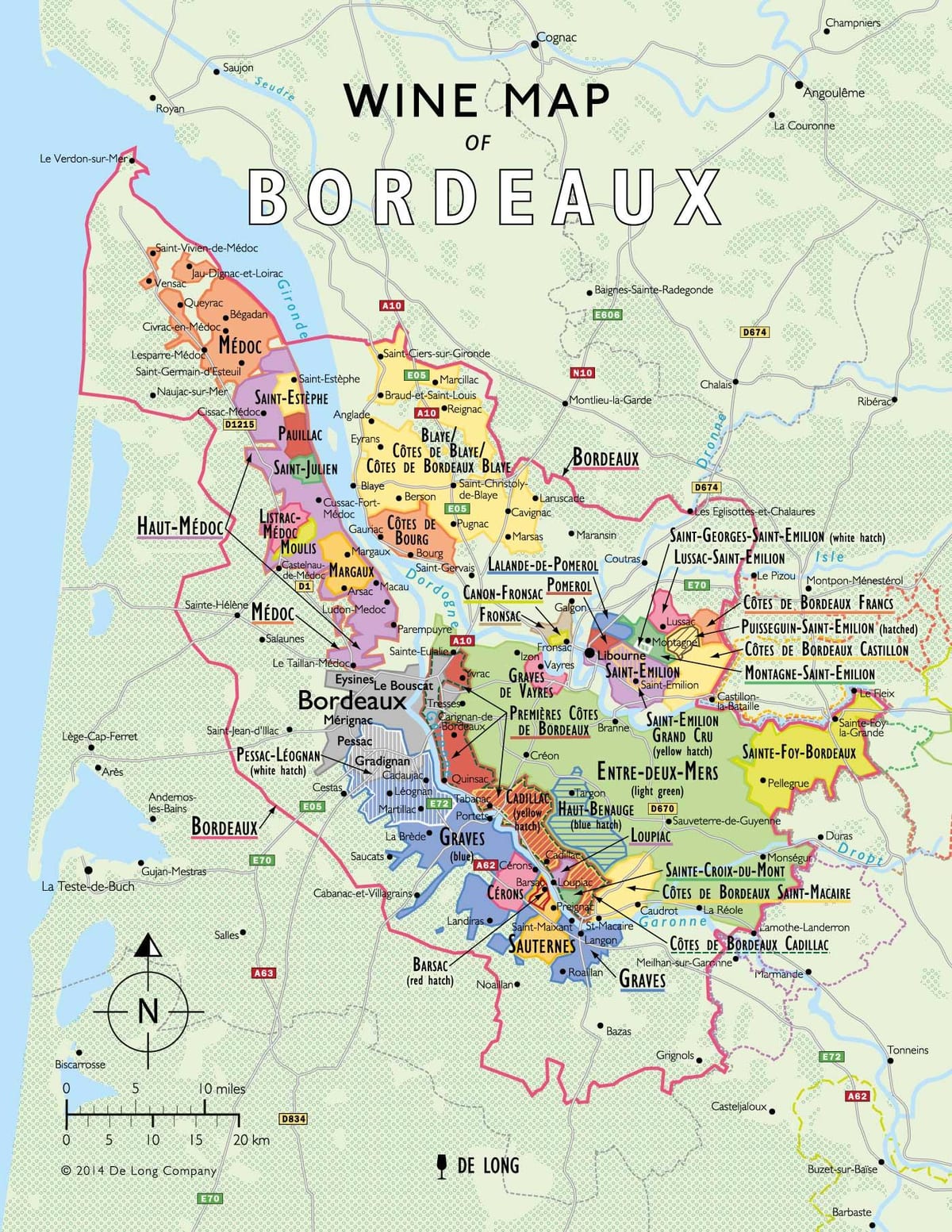 mapu Bordeaux vínna cesta