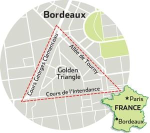 mapu Bordeaux zlatý trojuholník 