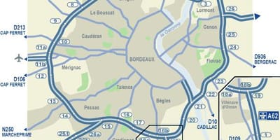 Bordeaux cestnú mapu